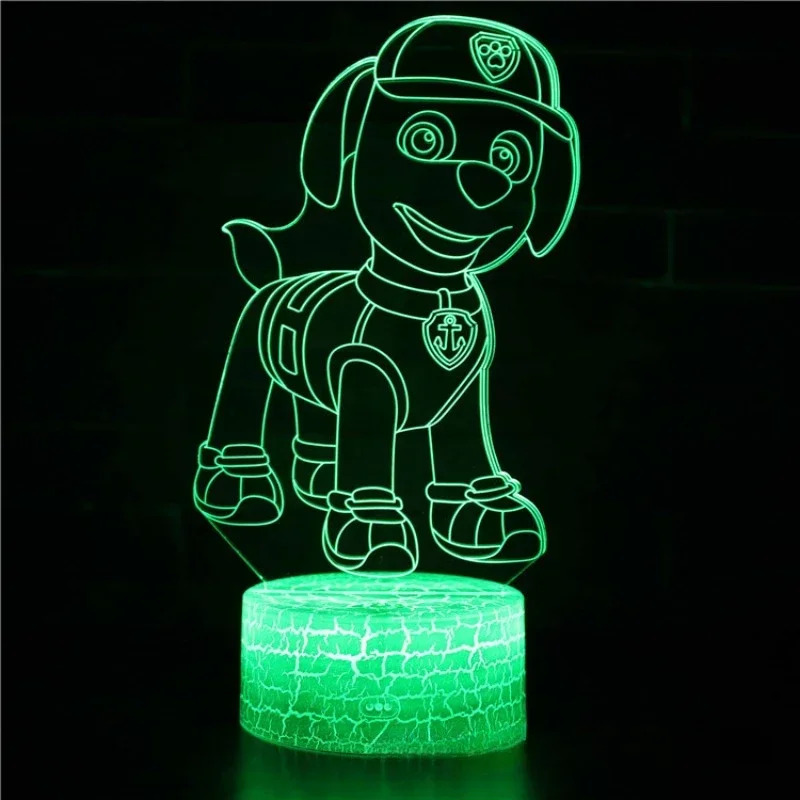 Paw Patrols 3D LED Night Lights Table Lamps Anime Figures Chase Marshall Rocky Desk Lamp Kids Toys Home Bedroom Decorative Lamps