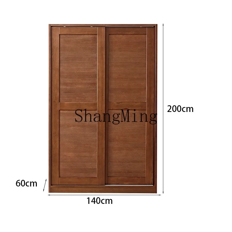 

ZHB solid wood sliding door wardrobe cypress top household finished bedroom log sliding door furniture cabinet G