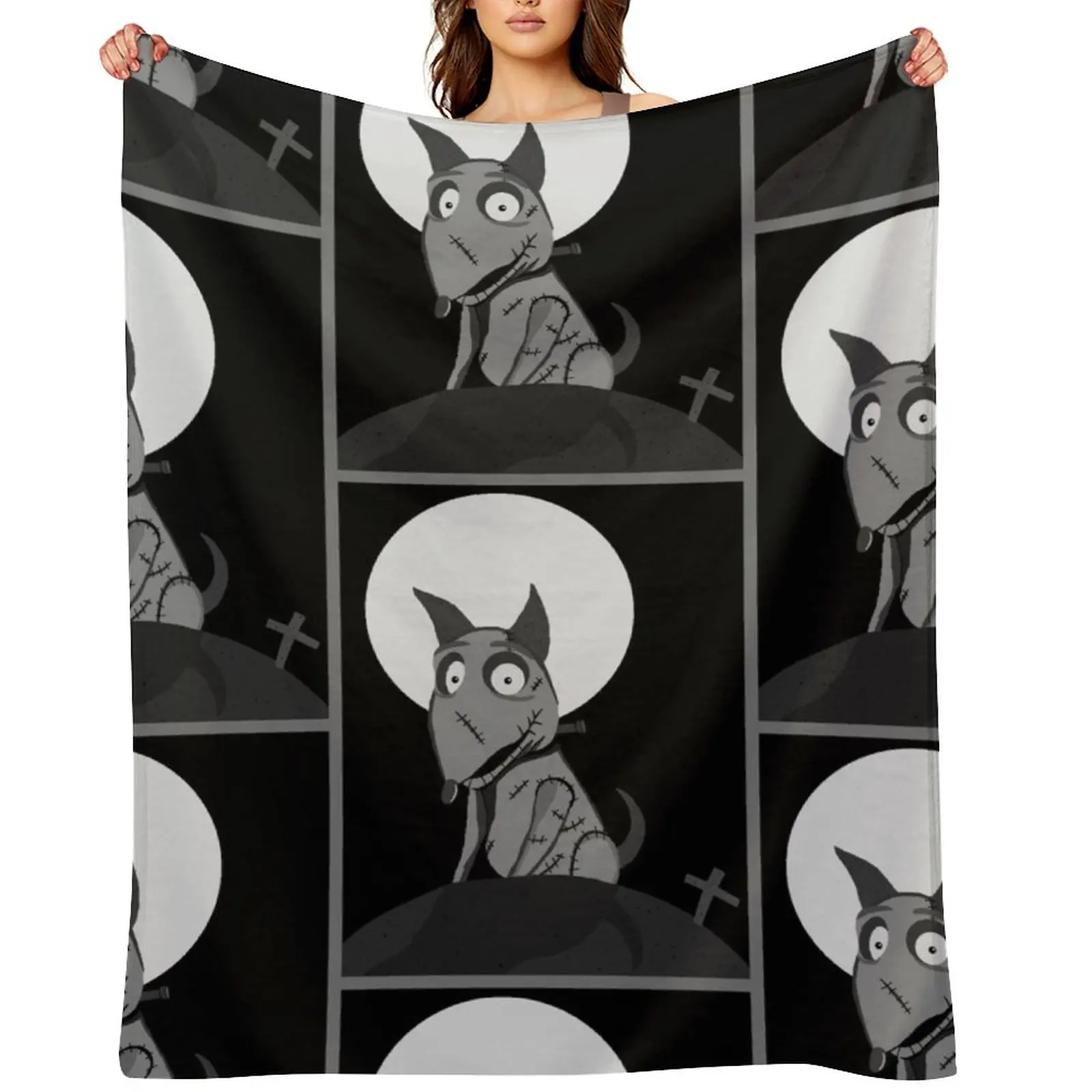 

frankenweenie sparky in the moonlight Throw Blanket manga For Decorative Sofa Retros Winter beds Blankets
