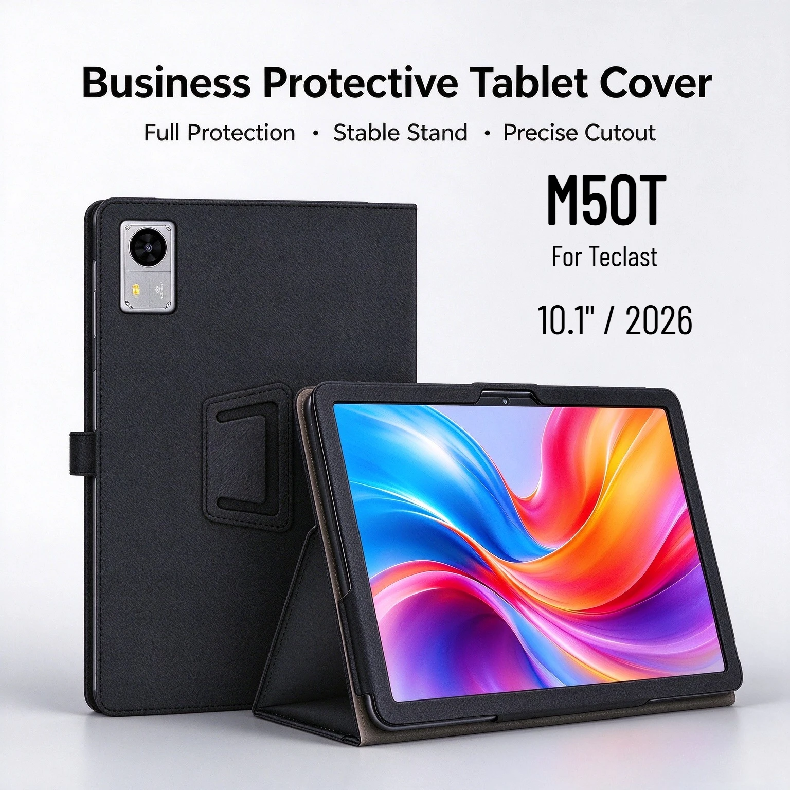 Flip Case for Teclast M50T 10.1 Inch Tablet PU Leather Folio Protective Cover Stable Stand Full Protection Precise Cutout Funda
