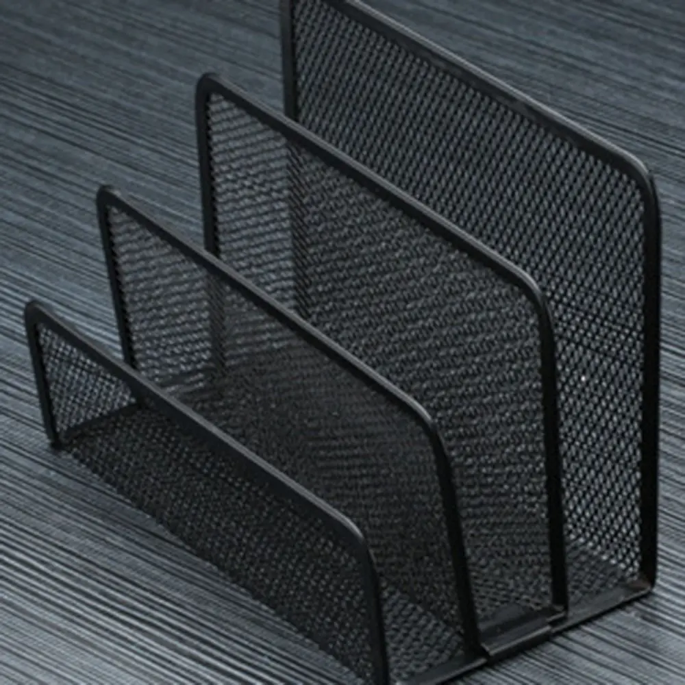 Three-layer Office Supplies Storage Rack Multifunctional Save Space Mesh Desk Organizer with Pen Holder Durable Notebook Stand