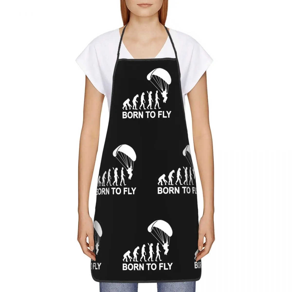 Evolution Skydiving Born To Fly Bib Apron Adult Women Men Chef Tablier Cuisine for Kitchen Cooking Paraglider Paragliding Baking