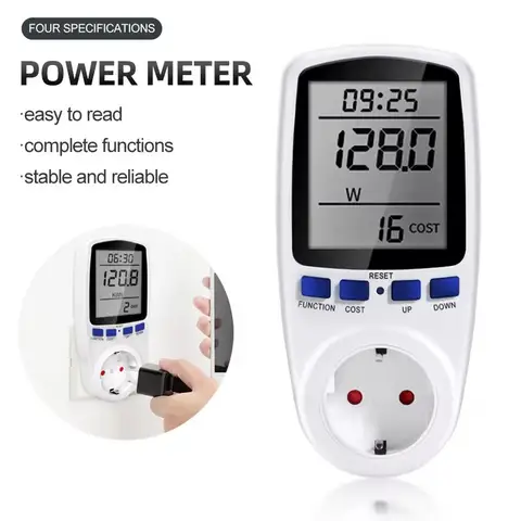 230V AC Digital Power Meter Wattmeter Socket Wattage Kwh Energy Meter US UK AU EU Plug Optional Measuring Outlet Power Analyzer