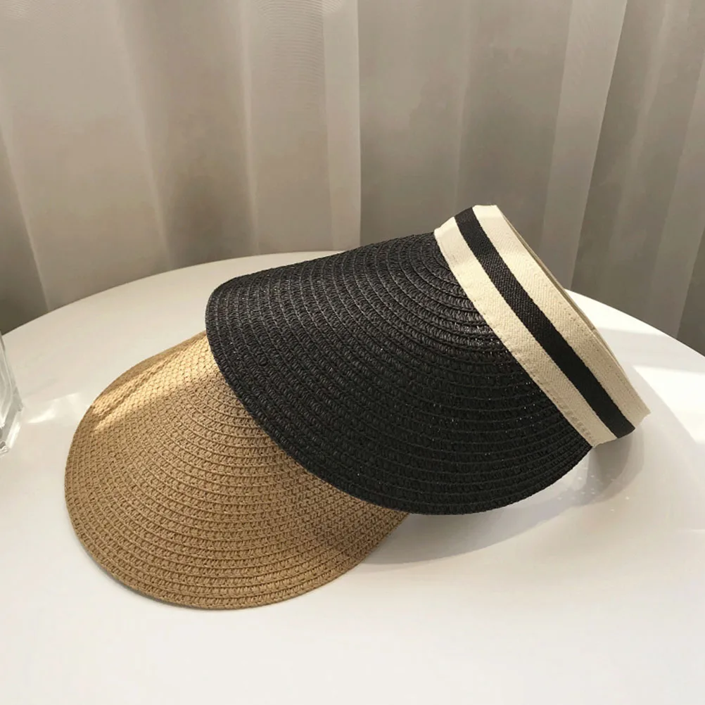 

Sun Hats for Men Visor Ladies Protection Straw Beach Black Bamboo Women's & Caps