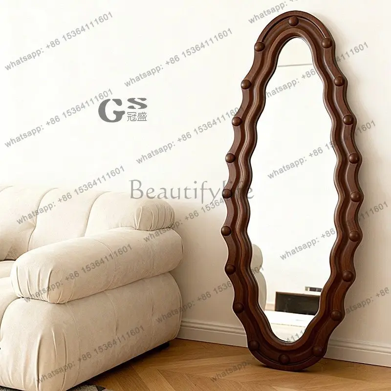 YJ French medieval full-length mirror wall-to-wall bedroom retro floor-to-ceiling mirror wall-mounted entrance dressing mirror