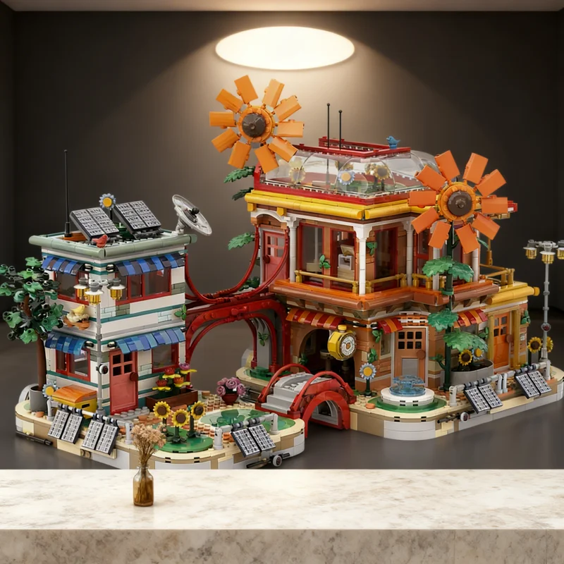 

3071 деталь MOC: Модульная модель городской улицы на солнечной энергии, конструктор, игрушка-подарок, креативный коллекционный набор для демонстрации, премиум-класс, для взрослых и детей