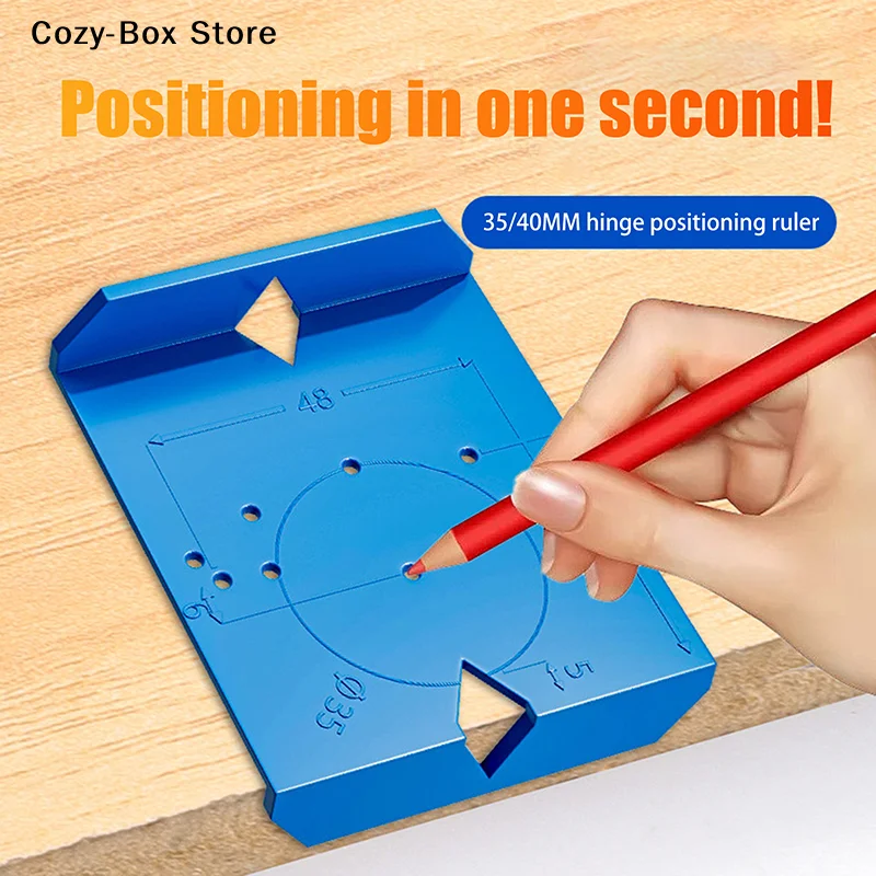 2Pcs Cabinet Door Hinge Drilling Locator Punching Woodworking Positioning Ruler Template Hinge Installation Auxiliary Tool