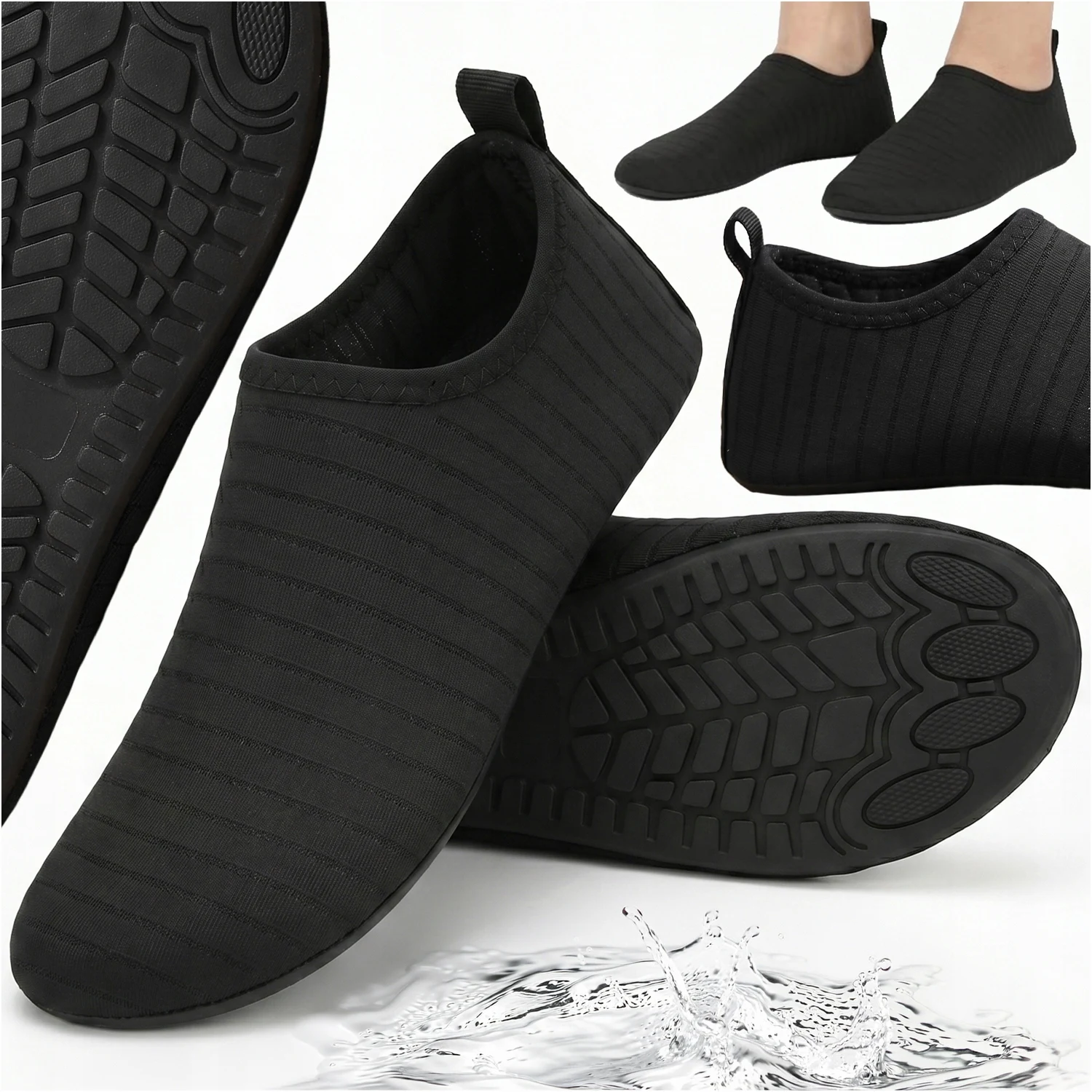 Image of Wasserschuhe Rutschfeste Aqua-Socken Barfuß Schnelltrocknende Strand- und Schwimmbadschuhe Leichte Atmungsaktive Anti-Rutsch-Sohle Riff-Korallen-Felsen-Meeresschildkröten-Fußschutz Unisex Erwachsene
