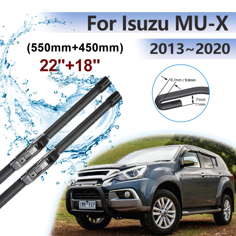 

22 "+ 18" для Isuzu MU-X аксессуары MK1 2013 ~ 2020 автомобильные передние дворники, щетки переднего стеклоочистителя, U J, крючок, авто 2015 2018