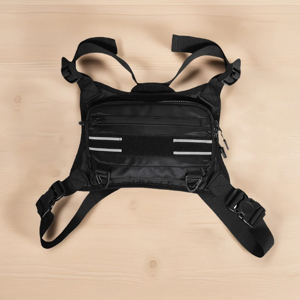 

Sports Chest Bag Lightweight Front Chest Pack Water Resistant Running Vest Bag with Reflective Strip for Cycling Hiking