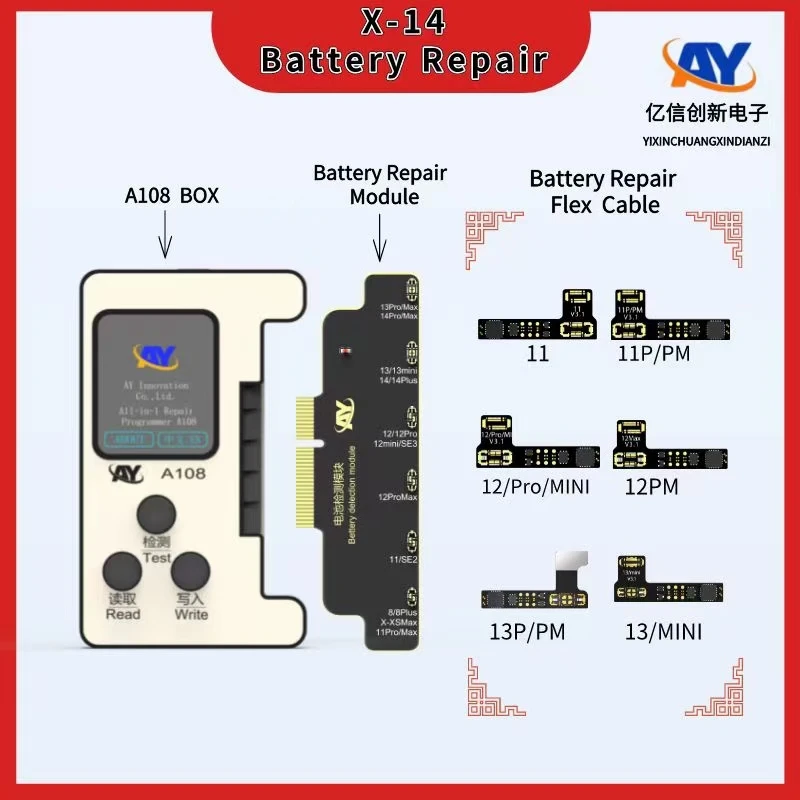 AY A108 Multi-Functional Programmer for Face ID X-12 Battery X-14 TrueTone X-13mini Repair Tools