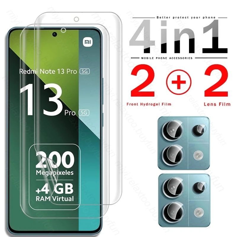 For Xiaomi Redmi Note 13 Pro 5G Case 4 In 1 Hydrogel Film Screen Protector Redmy Readmi Redme Note13 4G Not 13 Pro Plus Pro+ 5G