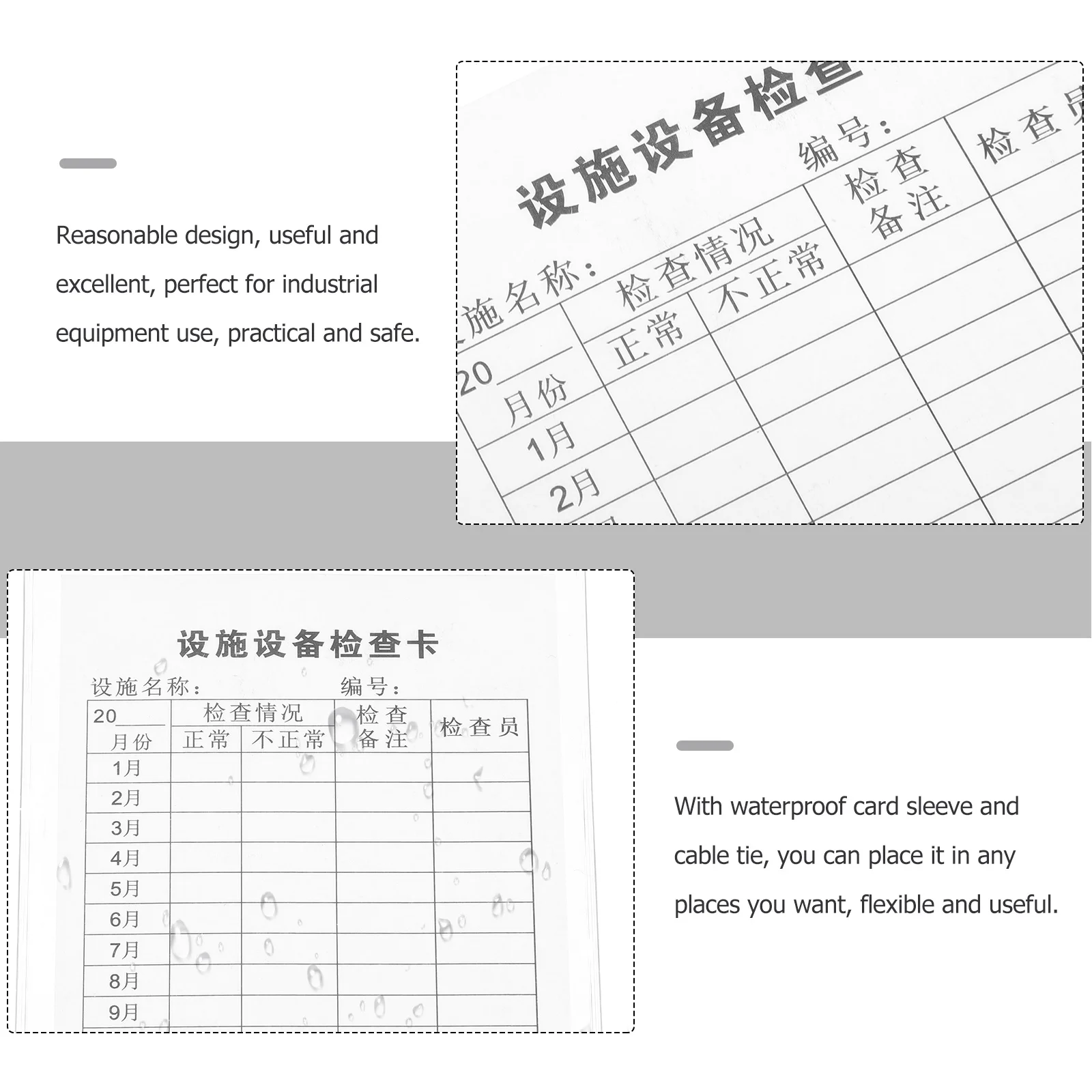 

20Sets Industrial Equipment Inspection Labels Reusable Waterproof Sleeve for Maintenance Tracking Cards
