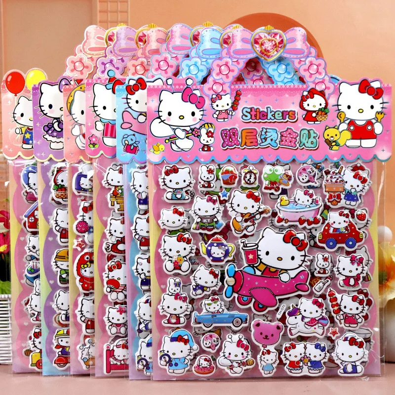 Cute Kids Reward Sticker Pack Kawaii Hello Kitty 3D Bubble Puffy Decals, Portable Children Stationery Toy Supplies view 3