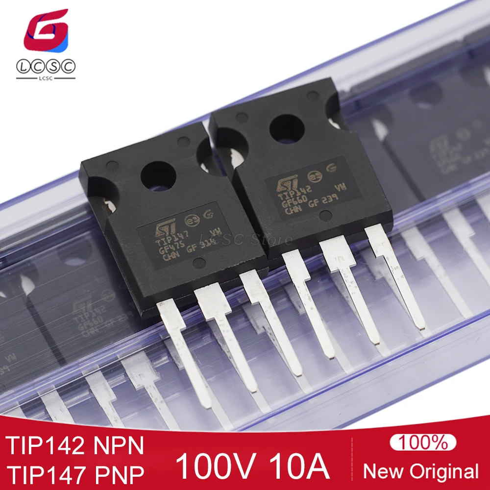 100% Original TIP142 NPN TIP147 PNP 100V 10A TO-247 Complementary Silicon Power Darlington Transistor（10Pieces/Lot）