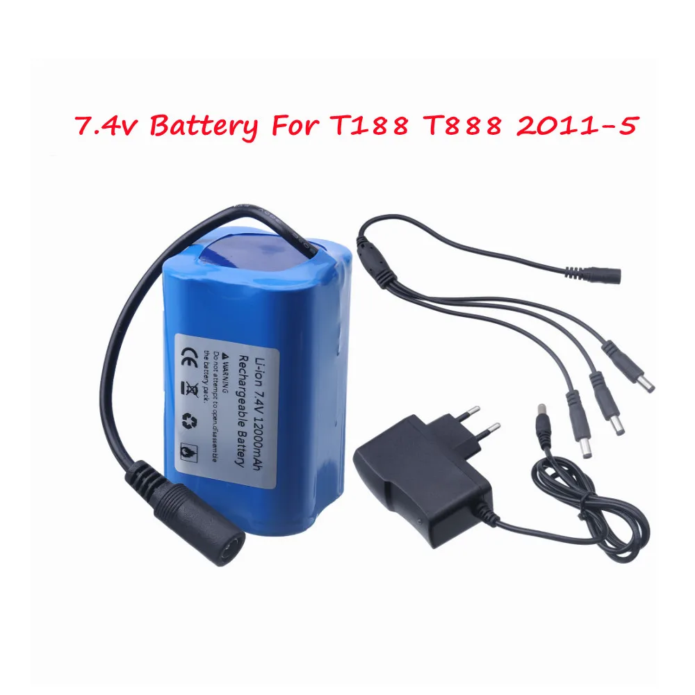 7.4v battery For T188 T888 2011-5 V007 C18 H18 Remote Control Bait Boat Spare Parts 7.4v 12000mah 6000mAh Battery For T188