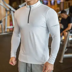 Męska koszulka sportowa Slim Fit Track Top Męska koszulka sportowa ze stójką i długimi rękawami do biegania Trening fitness Oddychająca