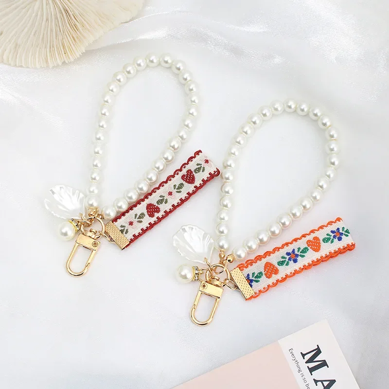 Милый-брелок-с-фруктами-и-клубничной-лентой-для-женщин-элегантная-цепочка-из-искусственного-жемчуга-брелок-для-ключей-сумка-чехол-для-наушников-deocr-украшение-«сделай-сам»-подарок