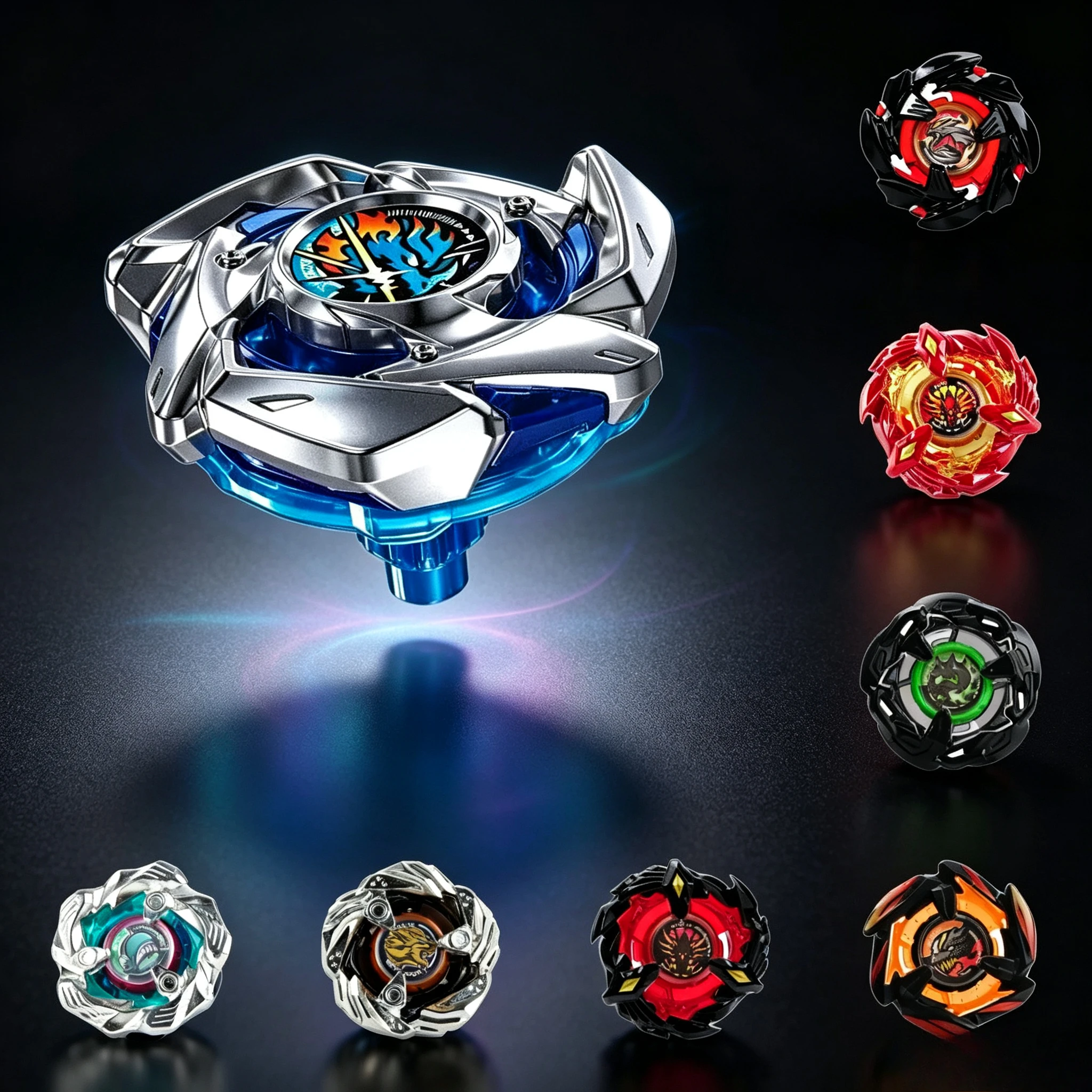 //Takara Tomy Blade X BX-49 BX45 BX46 Blue Flame Dragon Metal Spinning Top Battle Gyro Toy No Launcher for Boys Kids Combat Gift