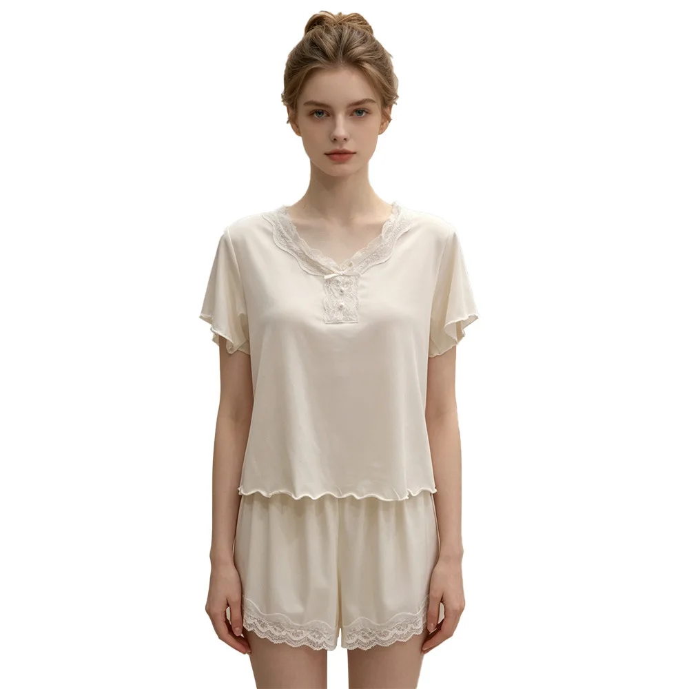 Women's Summer Loungewear Set in Silky Smooth Lenzing Modal, Perfect for Relaxation or Outdoor Wear with Built-in Chest Pads