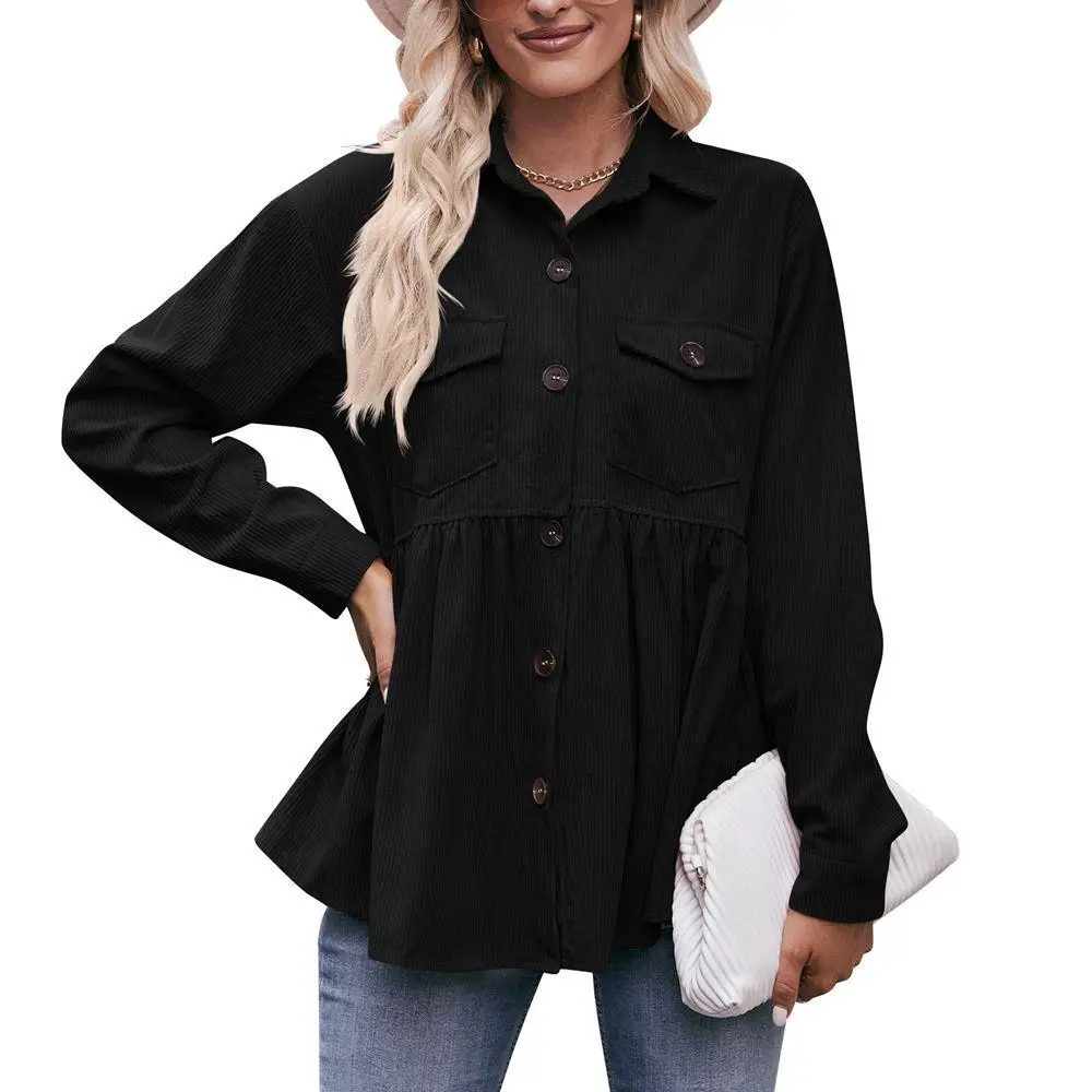 2023 Otoño Invierno nuevo Sle Babydoll informal para mujer material de terciopelo irt viaje Sle largo Sve tela fina Color puro