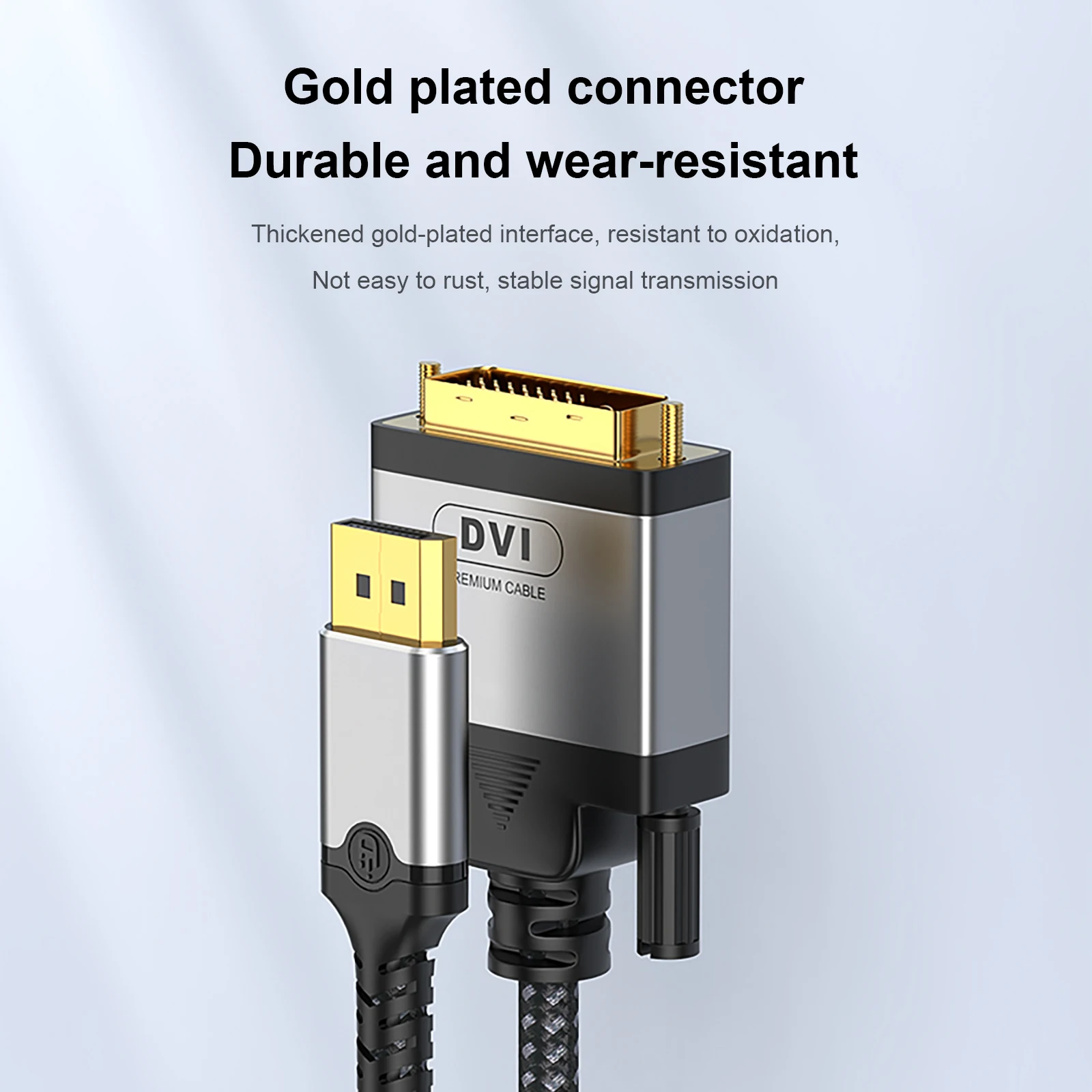 DP to DVI Cable High Definition Video Transmission Cord for Desktop Laptop GPU Monitor Home Presentation with 2 Cable Straps