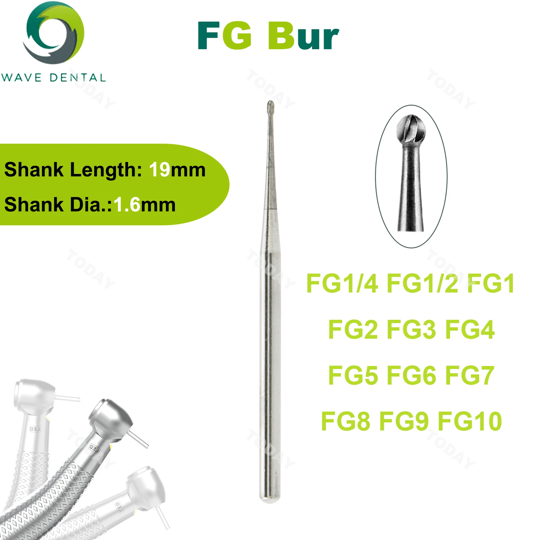 

WAVE Dental Burs Tungsten Carbide Burs Dentistry Drill Ball Strawberries Round FG Dia.1.6mm For High Speed Handpiece