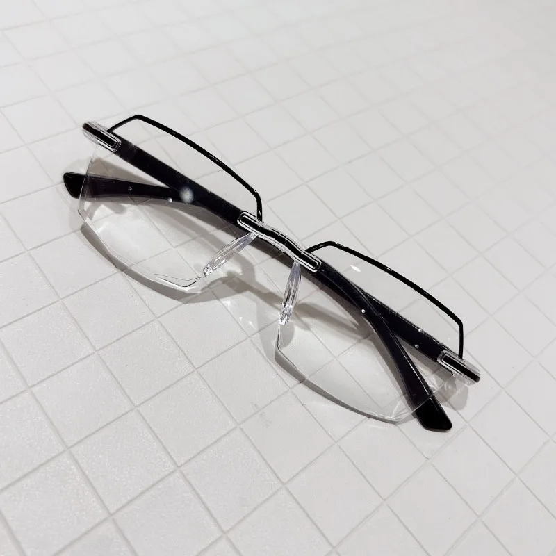 Fashion Rimless Bifocal Reading Glasses Men Women Near and Far Anti-blue Light Eyesglasses Vintage Prescription Eyewear