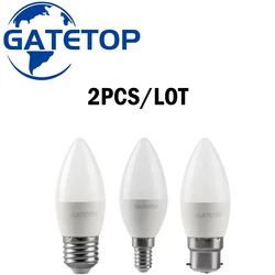 2Pcs/LOT  AC220V Led Bulb C37 3W-7W E27 B22 E14 Warm White Day White Cold White  Lamp For Home Decoration