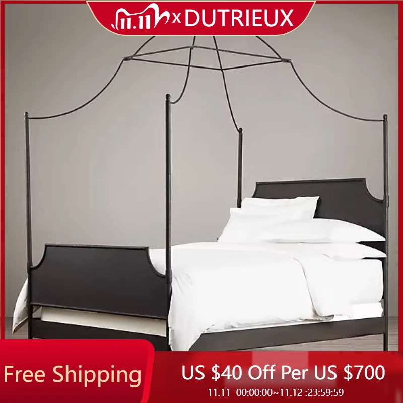 

Double Create Vintage Bed European Metal Hotel Confortable Fashionable Bed Frame Master Bedroom Nordic Muebles Nordic Furniture