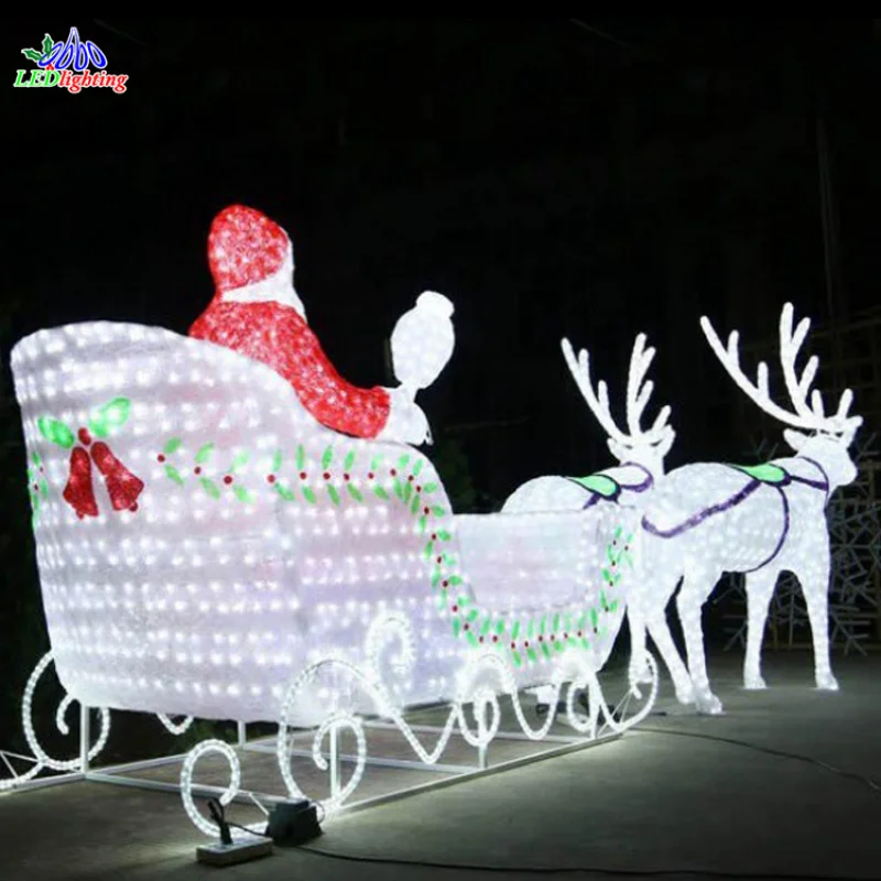 Custom. outdoor decoration LED lighted reindeer carriage