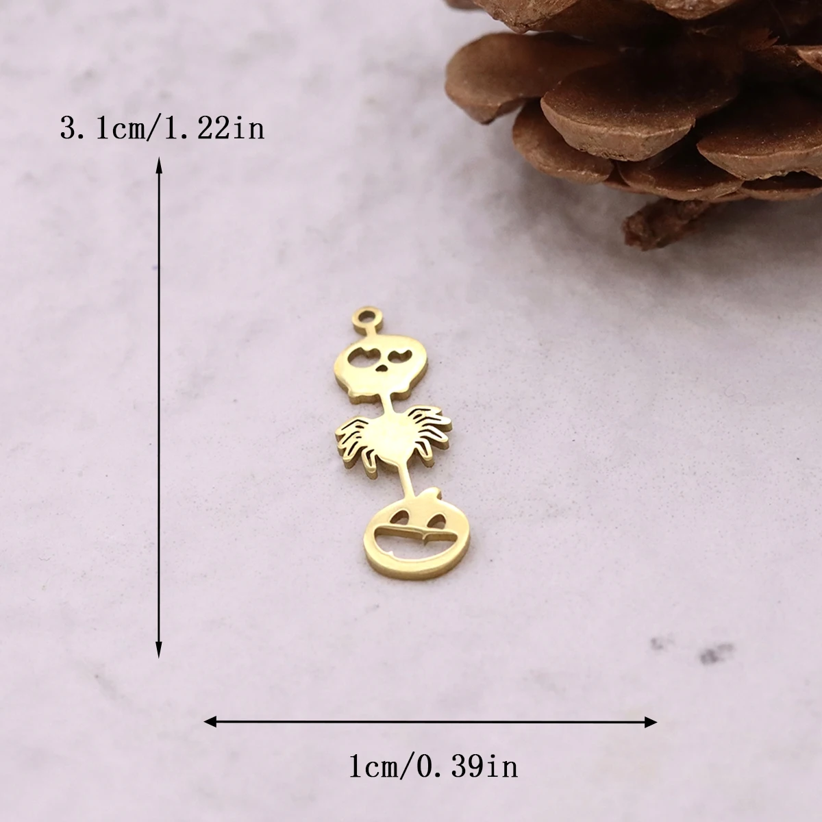 3pcs Skeleton Pumpkin Charms Stainless Steel Halloween Skull Spider Pendant for DIY Jewelry Making Necklace Earrings Findings