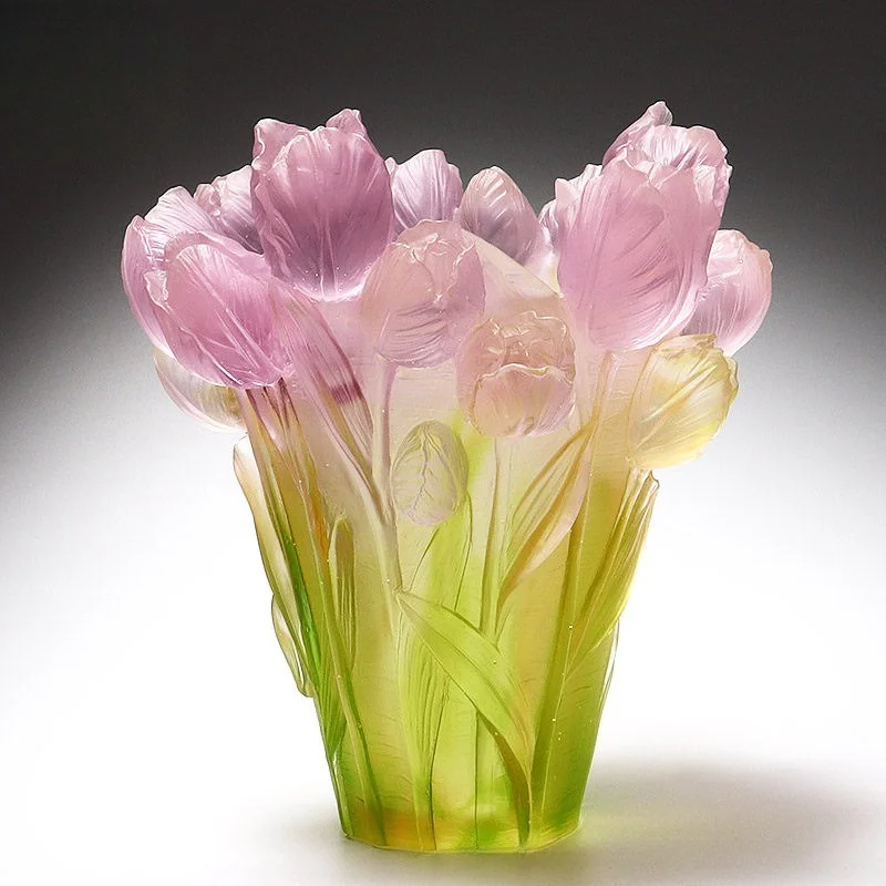 Glazed handicrafts tulip vase ornament living room flower arrangement dining table decoration light luxury warm gift