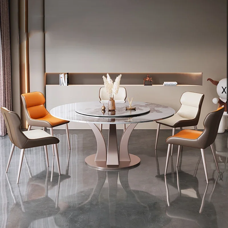 

Marble Coffee Dining Tables Set Round Center Dinning Table Luxury Modern Floor Turntable Mesa De Jantar Home Furniture WSW40XP