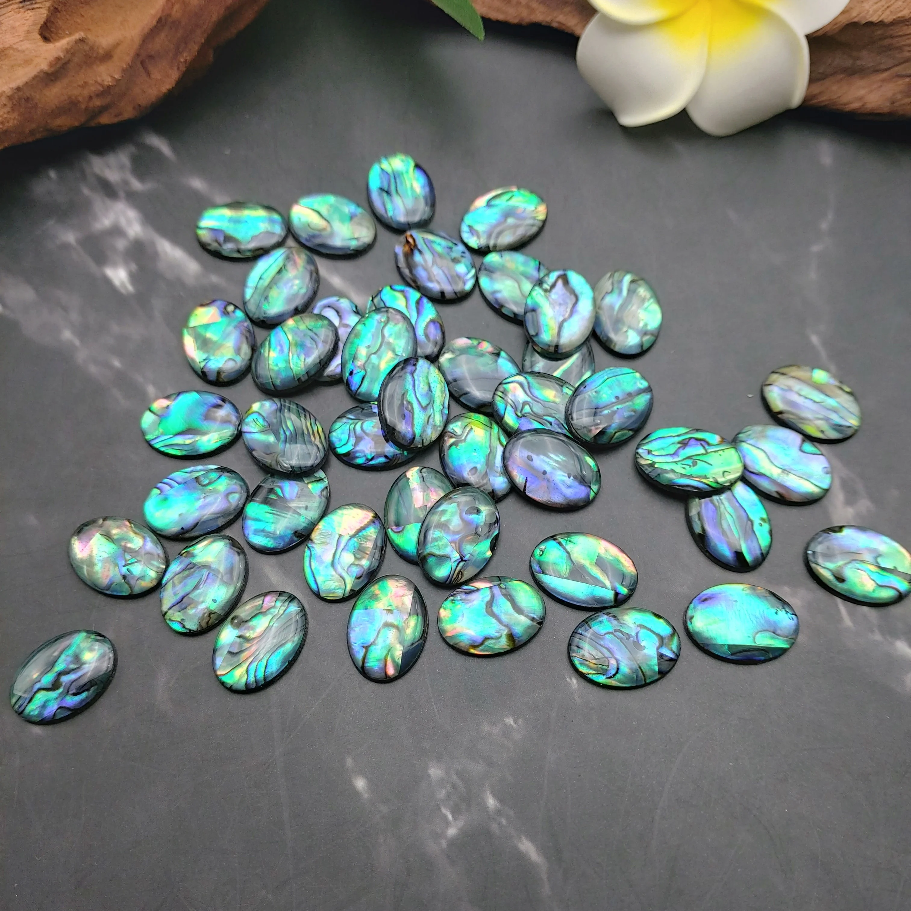 10pcs 13x18mm Abalone Shell Cabs for Rings DIY Making Bright Polish Paua Loose Beads Jewelry