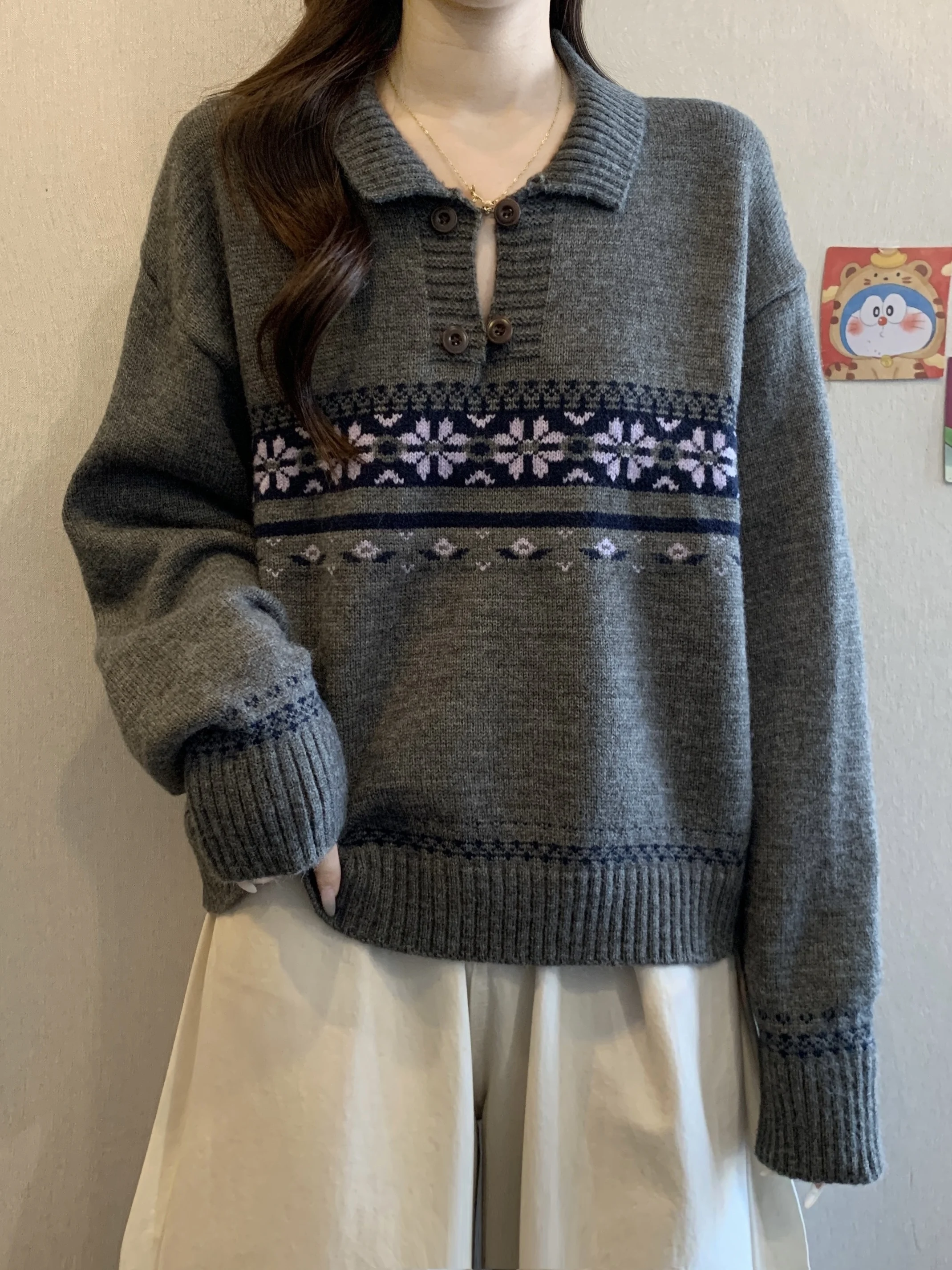 

ay Long Sve Knitted Sweater Women's Loose Fit Winter Faion plus Size Comfortable Lazy Sle Top Korean Sle Commute