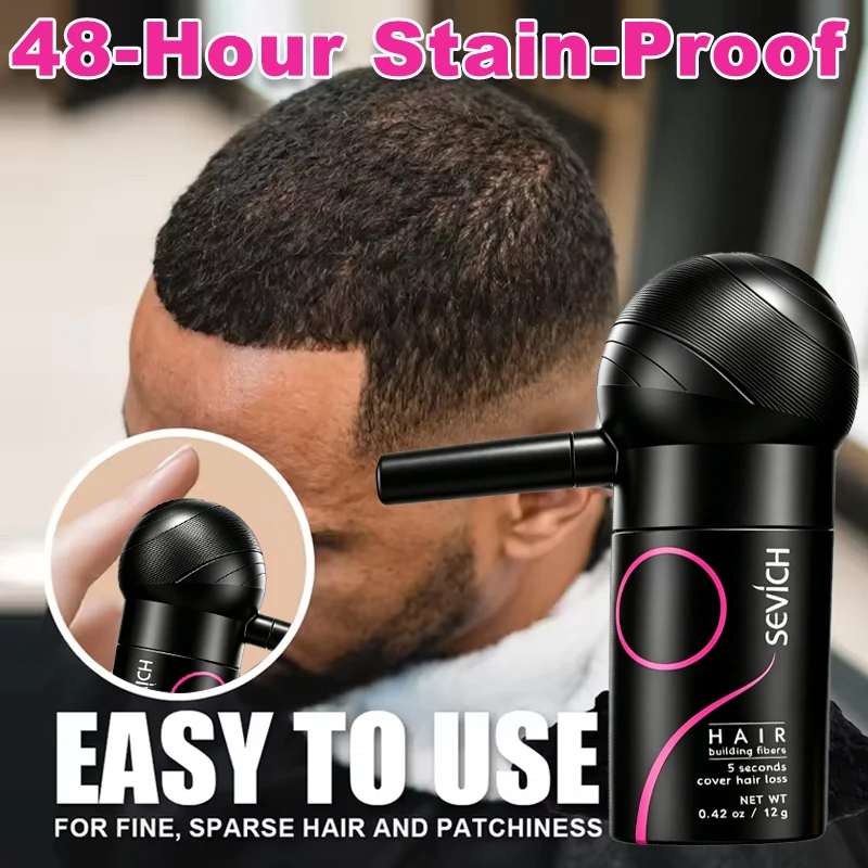 SEVICH Press-Fit Hair Fiber Powder 12g – Spray Nozzle, Anti-Scatter, Mess-Free, Invisible Thickening, 24H Volume