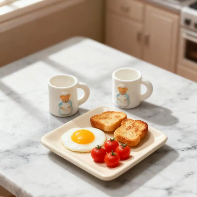 2 szt. Miniaturowe kubki z misiami do domku dla lalek, model kubków na wodę, dekoracja sceny domowej do domku dla lalek, zabawki do udawania, akcesoria do domku dla lalek