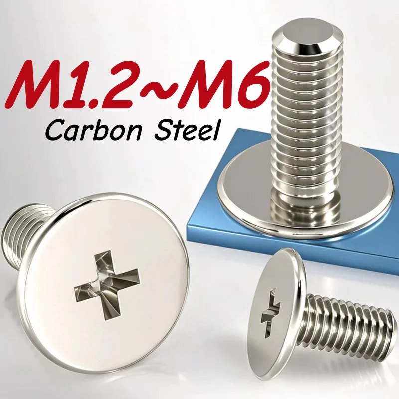 M1.2 M1.4 M1.6 M2 M2.5 M3 M4 M5 M6 Nickel Plating Carbon Steel CM Cross Phillips Ultra Thin Super Low Flat Head Screws Bolts