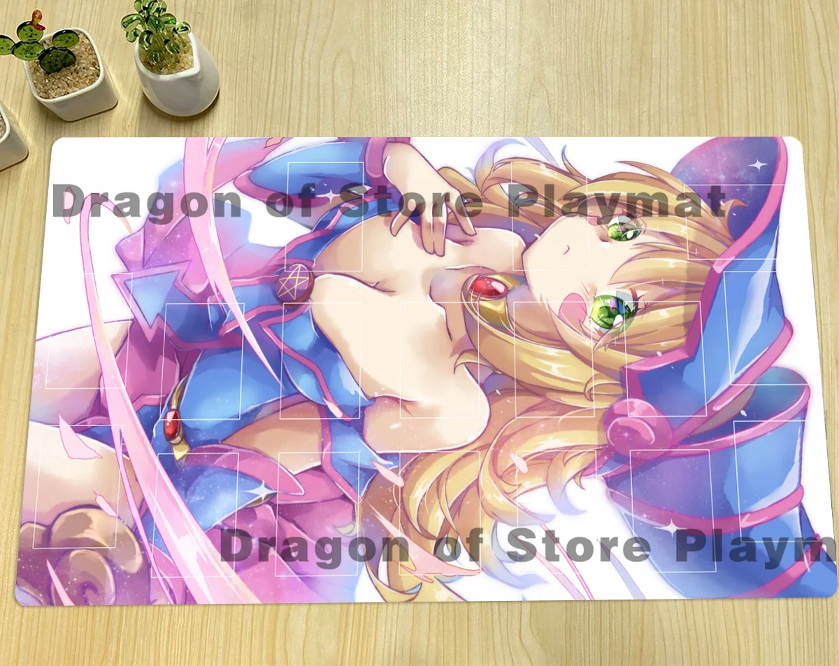 YuGiOh Dark Magician Girl Playmat TCG CCG Mat Board Game Duel Gaming Pad Trading Card Game Mat Rubber Mouse Pad Zone Free Bag