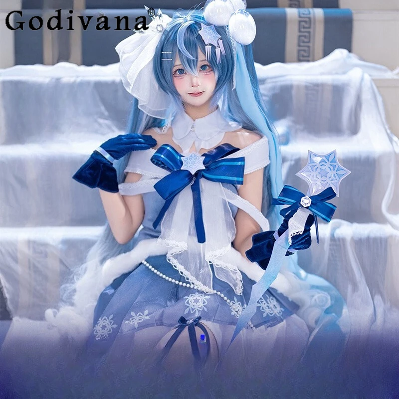 ハロウィンパーティー衣装女性のための冬ロリータコスプレ衣装 Hairwear 小道具スカートセット女の子青色制服スーツ