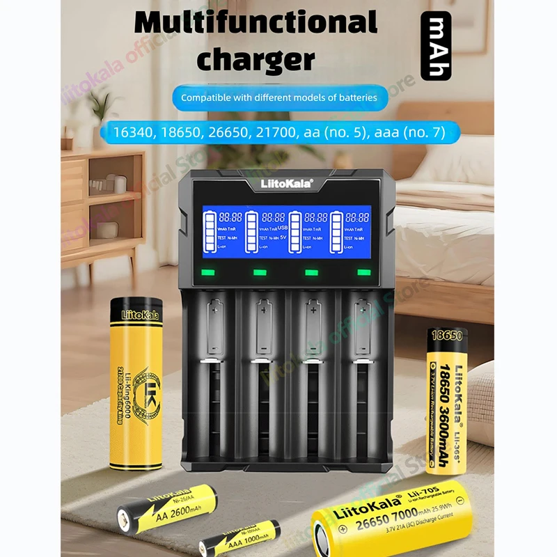 1-5pcs liitokala Lii-K4 carregador de bateria lcd para 18650 18350 18500 21700 20700b 10440 26650 1.2v mh/3.7v carregador inteligente de bateria