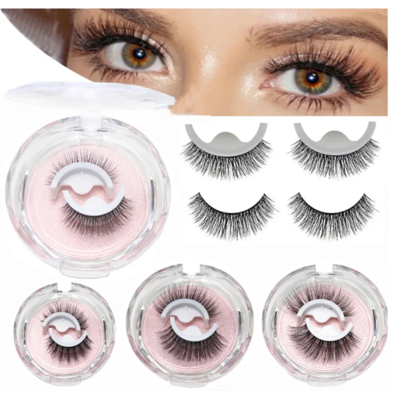 3 Seconds Fast Application Self-Adhesive Eyelashes Curly Thick 3D Natural False Eyelashes No Need Glue Reusable Eyelashes Easy
