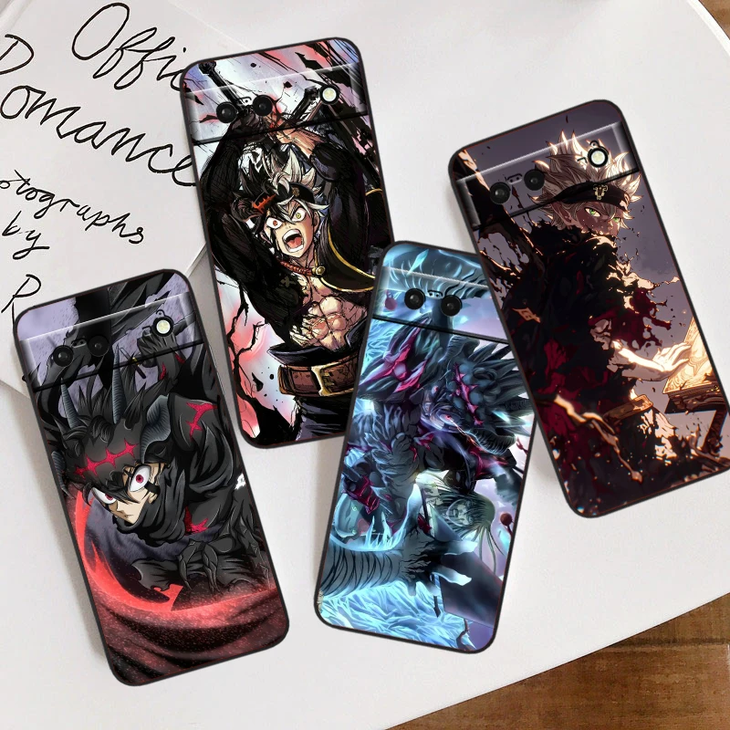 

B-Black C-Clover Anime Cool For Google Pixel 9 8 7A 7 6A 6 5A 5 4 4A XL 5G Black Silicon Shockproof Shell Cover Phone Case
