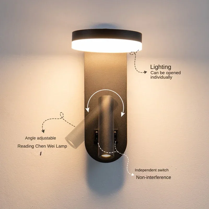 Wall Light LED Lights Bedroom Lamp with Switch Home Decoration Modern Nordic Room Decor Interior Rotable Sconce Spotlight