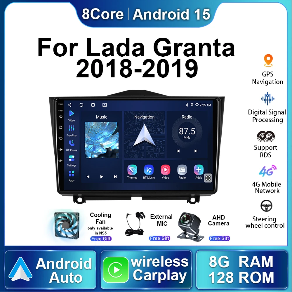 Wireless Carplay Car Radio For LADA ВАЗ Granta Cross 2018 2019 Android15 Autoradio Multimedia Video Player Stereo Navigation