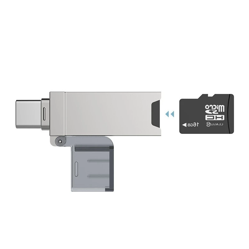 Nowy czytnik kart CR006 ze stopu cynku typu C SD/TF USB Flash Disk Obsługa 256G Multi Memory Card Reader do komputerów i telefonów