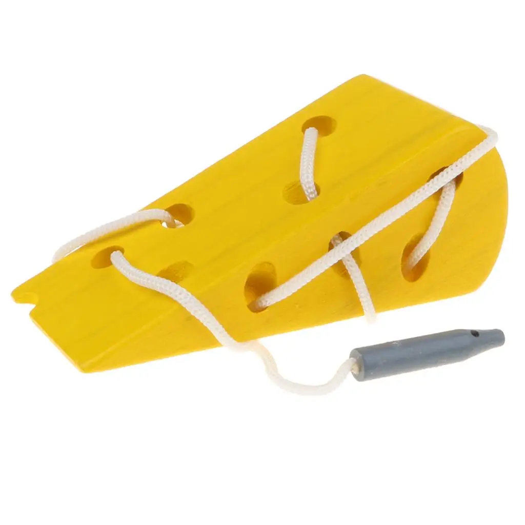 

Child Intelligence Montessori Puzzle Wooden Cheese Toy Threading Lacing Game