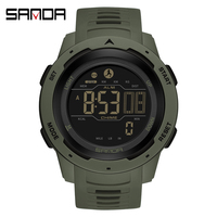 SANDA 2145 Brand Men Watches Sports Pedometer Calories 50M Waterproof LED Digital Watch Military Wristwatch Relogio Masculino