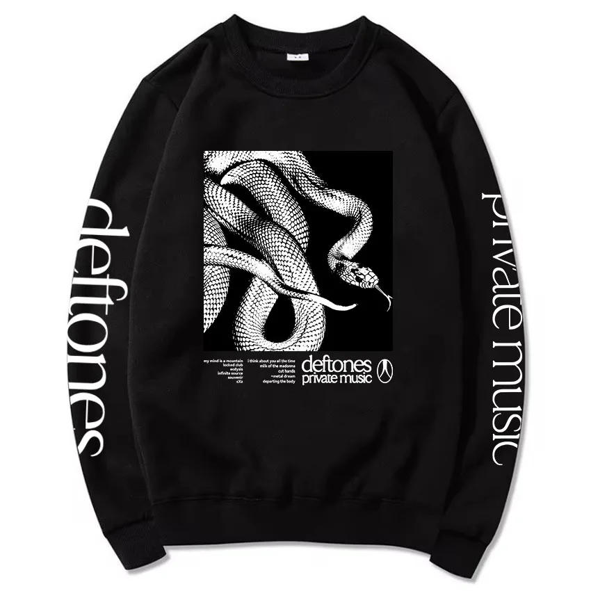 

Private Music Tracklist Longsleeve Sweatshirt Deftones Rock Band Printing Hoodies Crewneck Casual Loose Autumn Pullovers Men Top